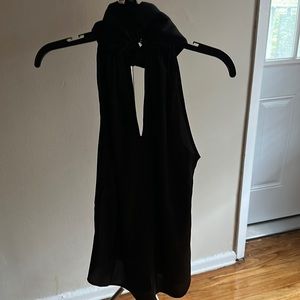 Satin look keyhole halter blouse